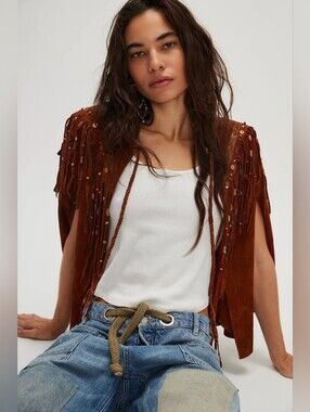 NEW Free People X Nigel Preston Suede Poncho